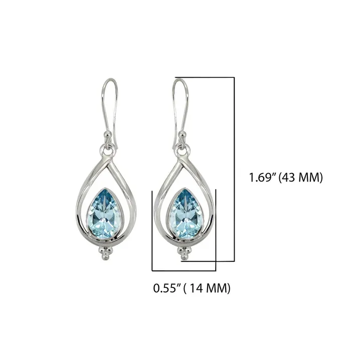 Blue Topaz Solid 925 Sterling Silver Dangle Earrings YoTreasure Earrings