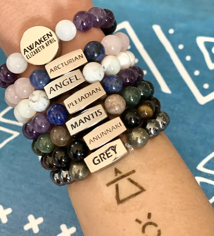 Bracelets 10mm Elizabeth April Channeled Mantis Sacred Geometry Limited Edition Cosmic Species Stretch Bracelet Lily Rose Jewelry Co