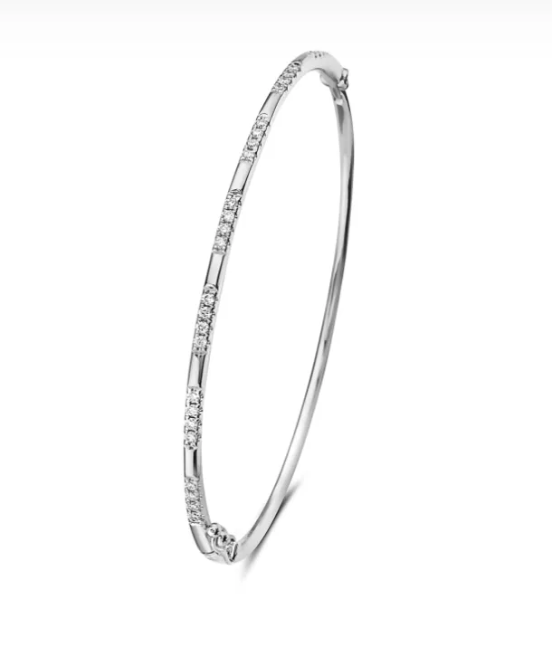 Bracelets Bassali 14k White Gold Alternating Diamond Bar Bangle Bracelet I7596 Bracelets Bassali 14k White Gold Alternating Diamond Bar Bangle Bracelet I7596