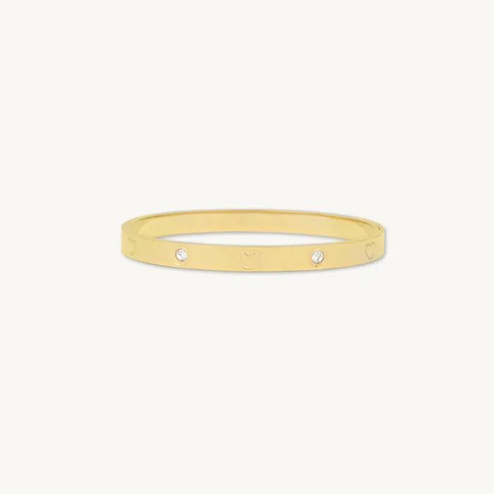 Bracelets Camile Stone Heart Zirconia Hinged Bangle Bracelet