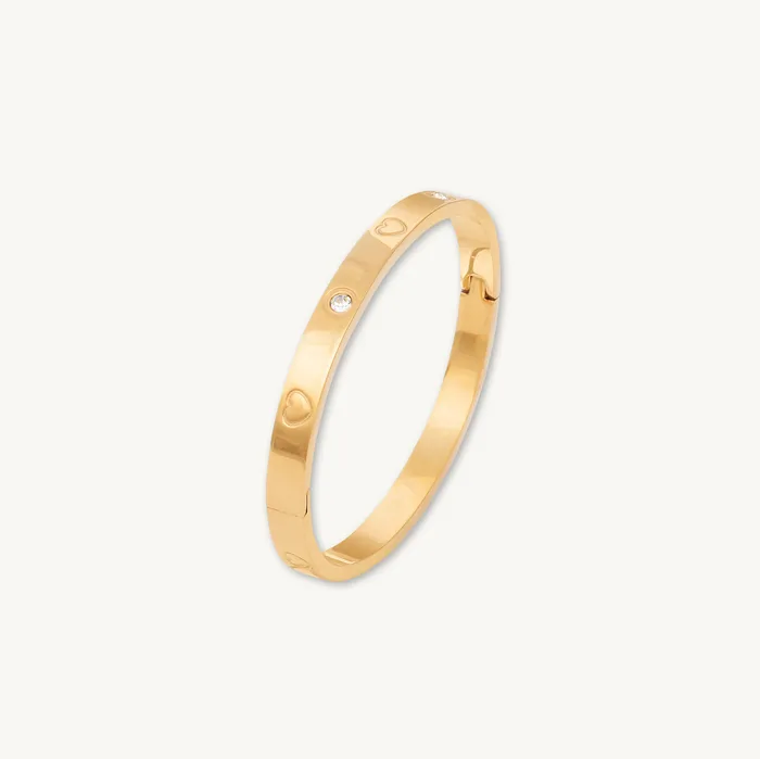 Bracelets Camile Stone Heart Zirconia Hinged Bangle Bracelet