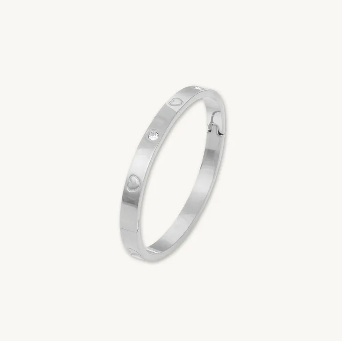 Bracelets Camile Stone Heart Zirconia Hinged Bangle Bracelet