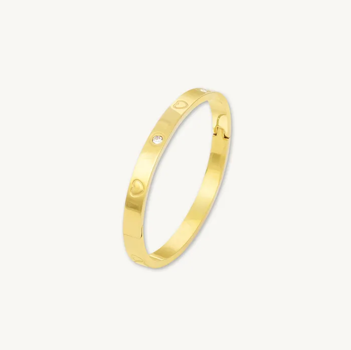 Bracelets Camile Stone Heart Zirconia Hinged Bangle Bracelet
