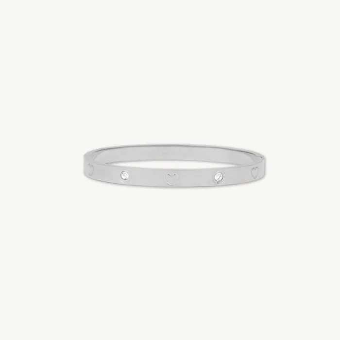Bracelets Camile Stone Heart Zirconia Hinged Bangle Bracelet
