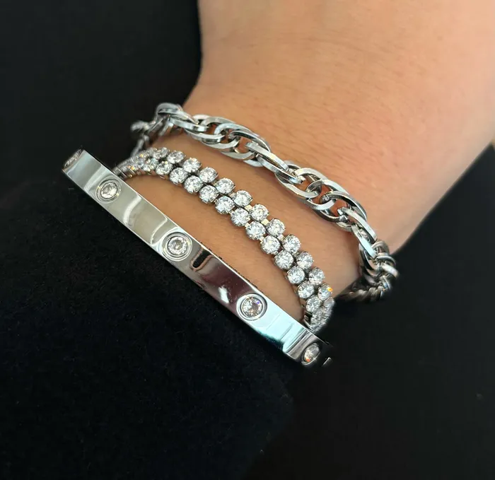 Bracelets CARRIE SILVER DIAMOND CUFF BRACELET Mai Dsire
