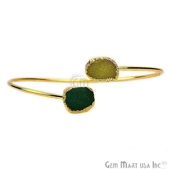 Bracelets Elegant Adjustable Double Druzy Gemstone Stacking Bangle Bracelet GemMartUSA Bracelets Elegant Adjustable Double Druzy Gemstone Stacking Bangle Bracelet GemMartUSA
