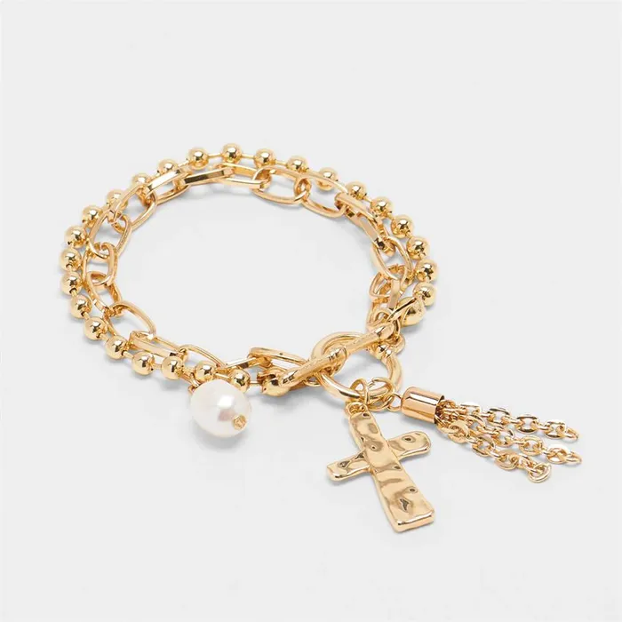 Bracelets Fayette Link Cross Bracelet Gold or Silver Coco Carmen