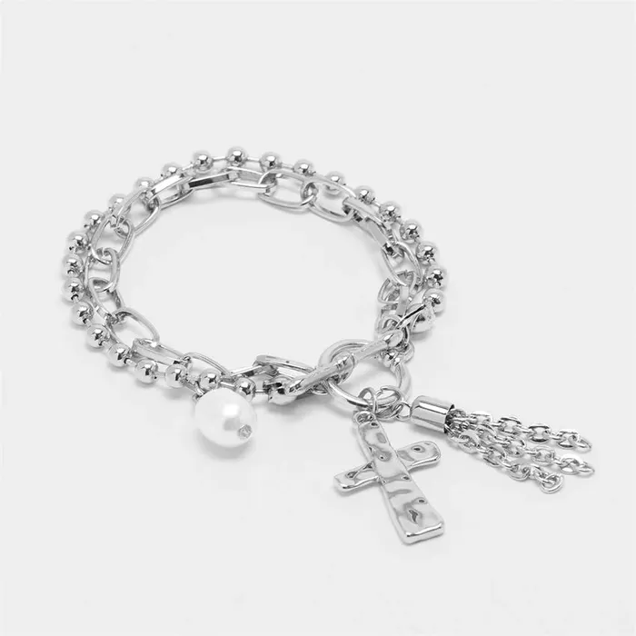 Bracelets Fayette Link Cross Bracelet Gold or Silver Coco Carmen