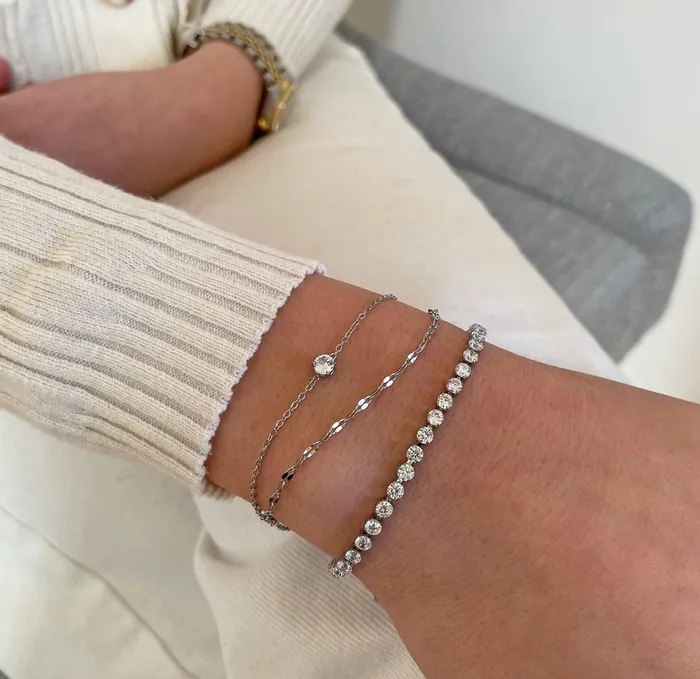 Bracelets Mai Dsire BIJOU SILVER DAINTY DUO SOLITAIRE BRACELET SAMPLE