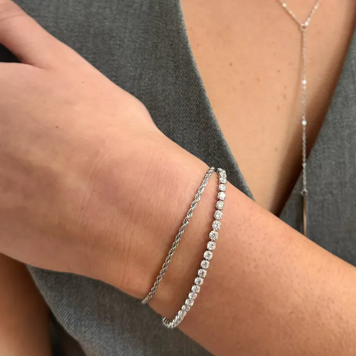 Bracelets Mai Dsire PARIS DAINTY CZ DIAMOND TENNIS BRACELET SILVER