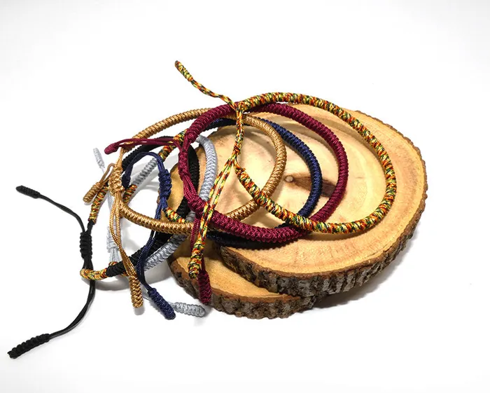 Bracelets Wine Red Tibetan Buddhist Monk Braided Knot Lucky Bracelet Lily Rose Jewelry