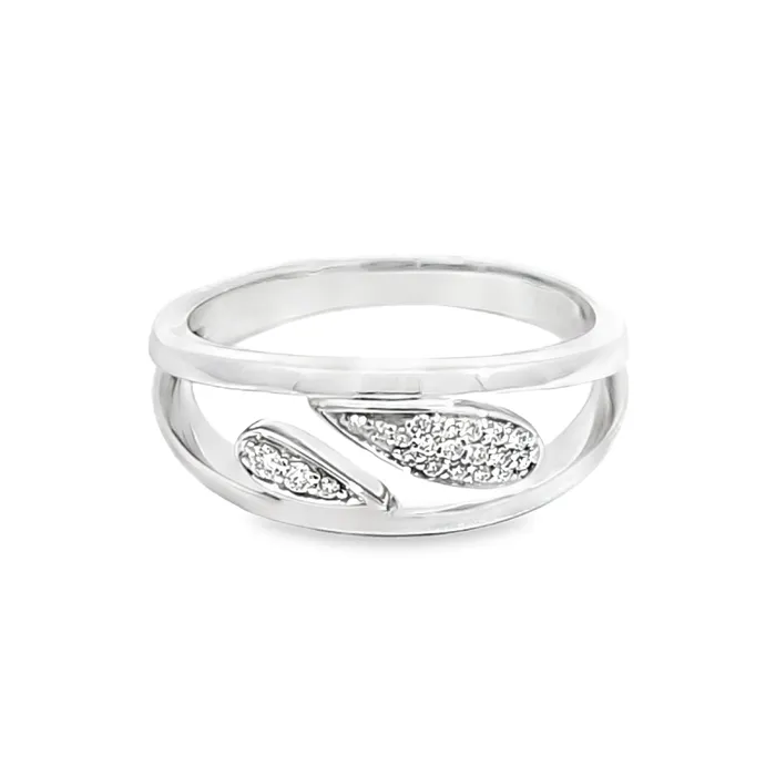 Breuning 14k Gold Double Pear Shaped Pave Diamond Ring Rings