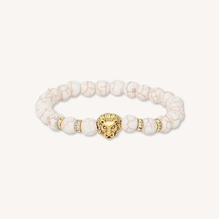 Camile Stone Bracelets Gold Lion Marble Tiger Eye Beaded Bracelet