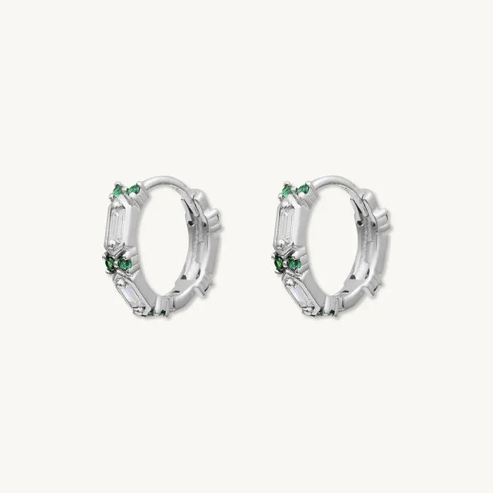 Camile Stone Earrings Emerald Zirconia Huggie Earrings