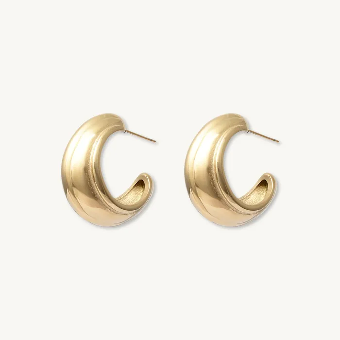 Camile Stone Earrings Kiera Dome Huggie Earrings
