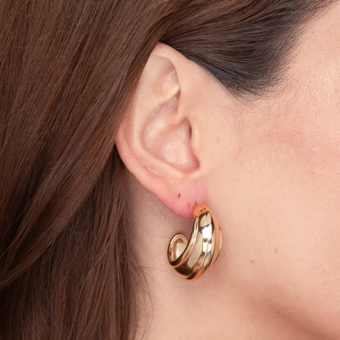 Camile Stone Earrings Kiera Dome Huggie Earrings