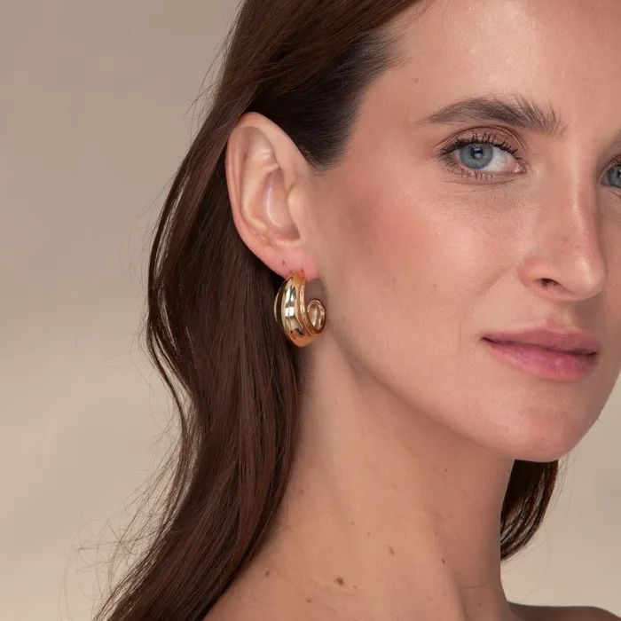 Camile Stone Earrings Kiera Dome Huggie Earrings