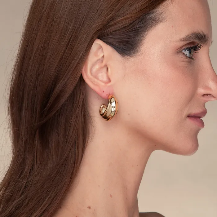 Camile Stone Earrings Kiera Dome Huggie Earrings