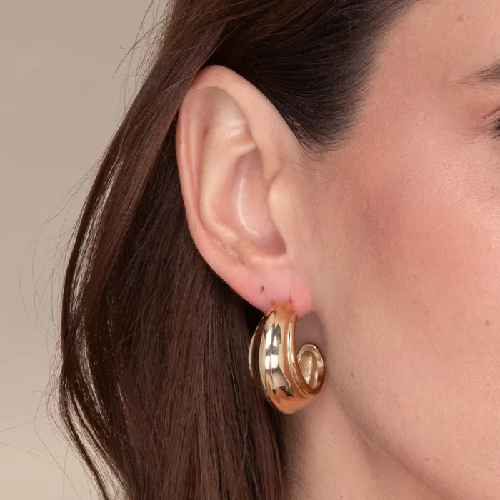 Camile Stone Earrings Kiera Dome Huggie Earrings