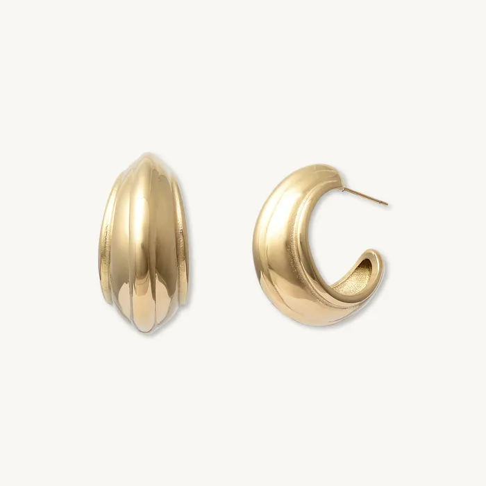Camile Stone Earrings Kiera Dome Huggie Earrings