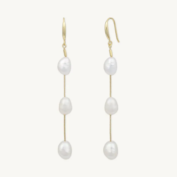 Camile Stone Long Drop Baroque Pearl Earrings Earrings