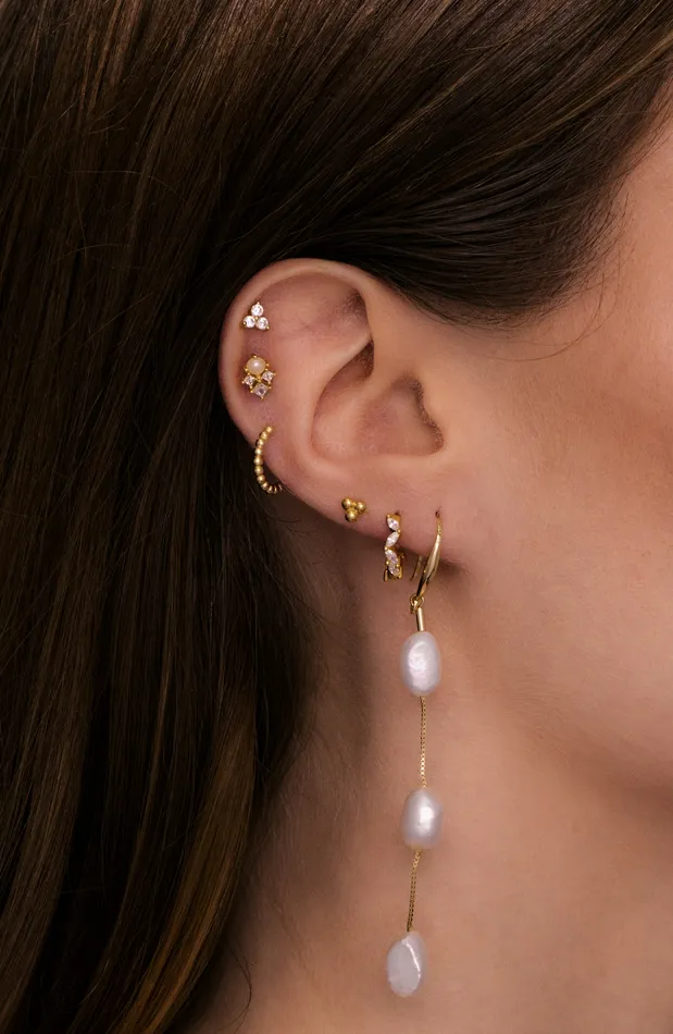 Camile Stone Long Drop Baroque Pearl Earrings Earrings