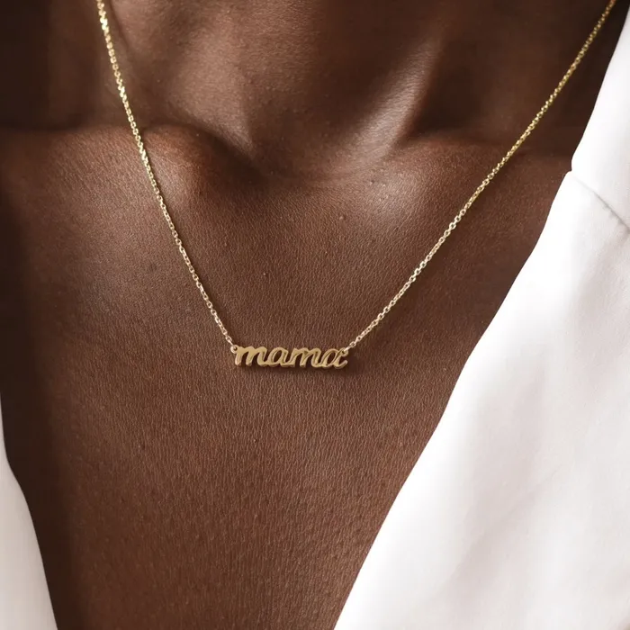 Camile Stone Necklaces Mama Nameplate Chain Necklace