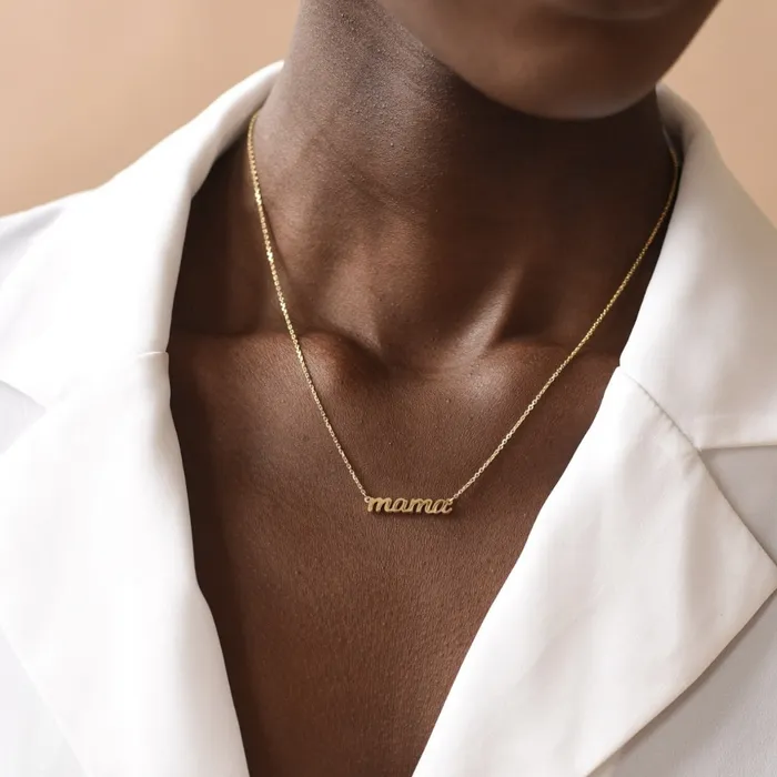 Camile Stone Necklaces Mama Nameplate Chain Necklace