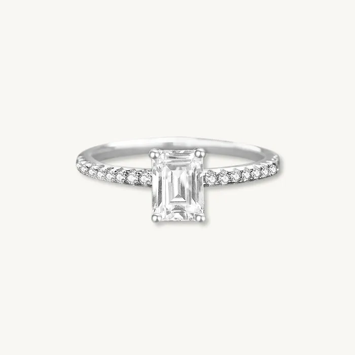 Camile Stone Rings 1ct The Classic Emerald Moissanite Diamond Engagement Ring