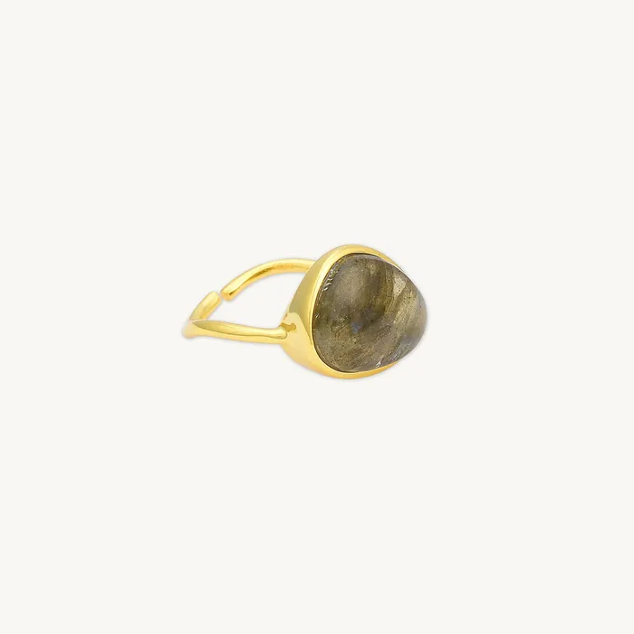Camile Stone Rings Black Moonstone Oval Statement Open Ring Camile Stone Rings Black Moonstone Oval Statement Open Ring
