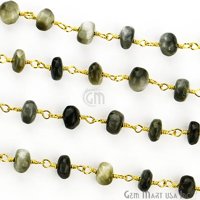 Cats Eyes 67mm Gold Plated Wire Wrapped Rosary Chain GemmartUSA PreStyled Sets Cats Eyes 67mm Gold Plated Wire Wrapped Rosary Chain GemmartUSA PreStyled Sets