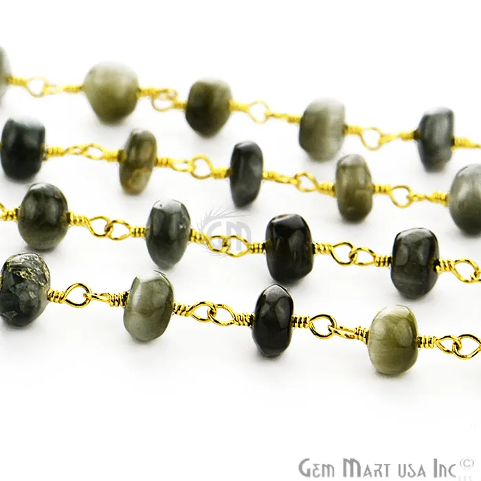 Cats Eyes 67mm Gold Plated Wire Wrapped Rosary Chain GemmartUSA PreStyled Sets Cats Eyes 67mm Gold Plated Wire Wrapped Rosary Chain GemmartUSA PreStyled Sets