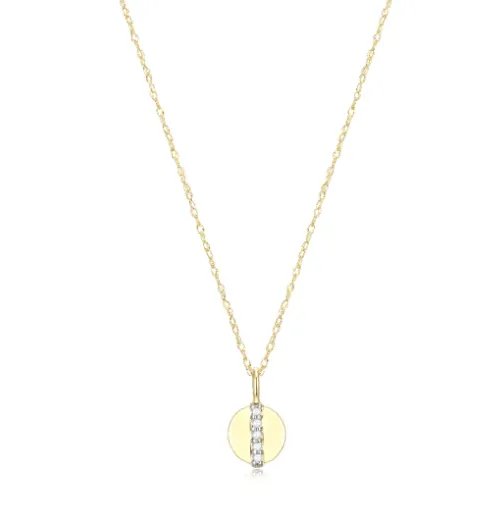 Charles Garnier Necklaces 14k Yellow Gold Intersecting Diamond Bar Disc Necklace SI5252 Charles Garnier Necklaces 14k Yellow Gold Intersecting Diamond Bar Disc Necklace SI5252