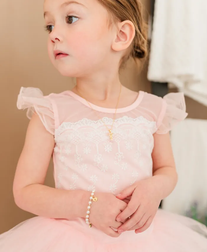 Cherished Moments Bracelets 14K Gold Plated Pearl Baby Bracelet with Locket for Kids