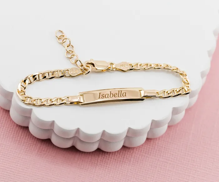Cherished Moments Jewelry Bracelets 14K GoldPlated or Sterling Silver ID Bracelet for Kids with FREE EngravingClassic