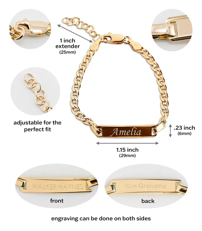 Cherished Moments Jewelry Bracelets 14K GoldPlated or Sterling Silver ID Bracelet for Kids with FREE EngravingClassic