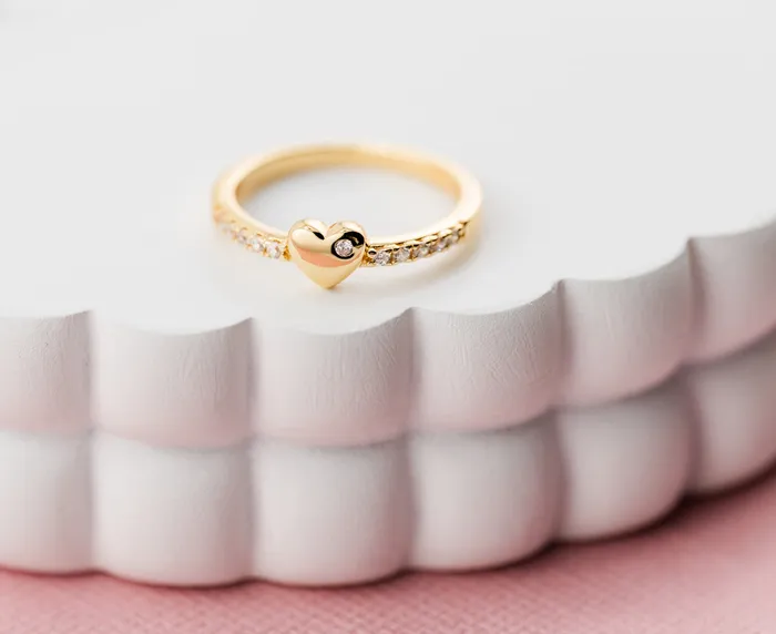 Cherished Moments Rings Little Girls GoldPlated Puff Heart Ring for Little Girls