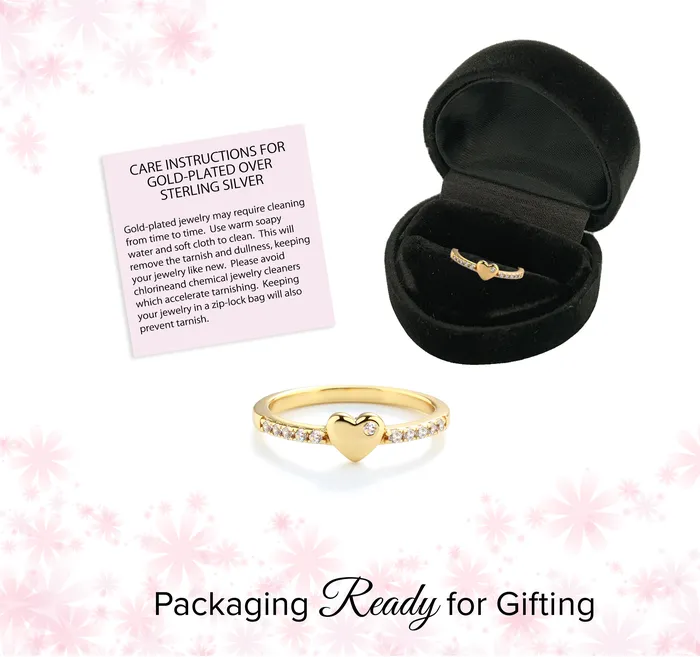 Cherished Moments Rings Little Girls GoldPlated Puff Heart Ring for Little Girls