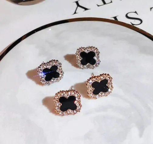 Clover Earrings Womens Earrings Diamond Earrings Diamond Ear Studs Flower Earrings Womens Diamond Earrings Clover Ear Studs Minx London Earrings