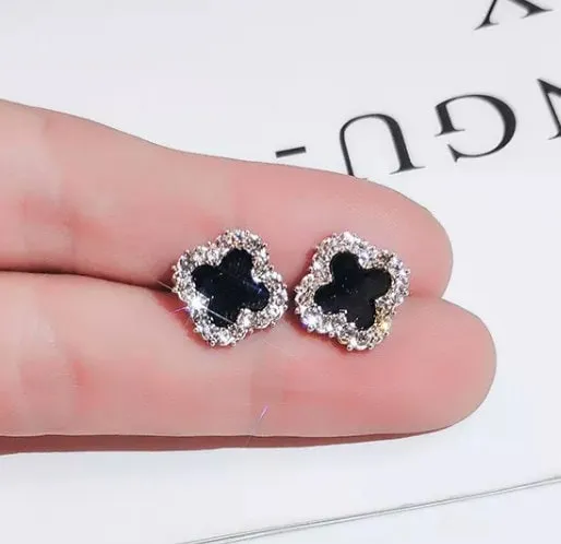 Clover Earrings Womens Earrings Diamond Earrings Diamond Ear Studs Flower Earrings Womens Diamond Earrings Clover Ear Studs Minx London Earrings
