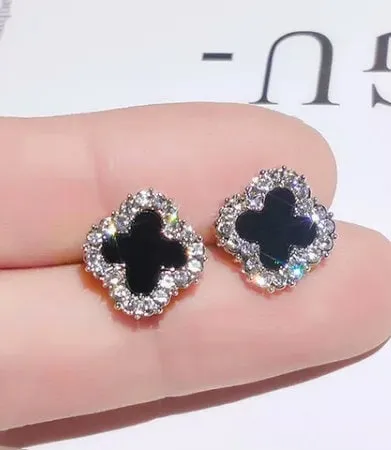 Clover Earrings Womens Earrings Diamond Earrings Diamond Ear Studs Flower Earrings Womens Diamond Earrings Clover Ear Studs Minx London Earrings