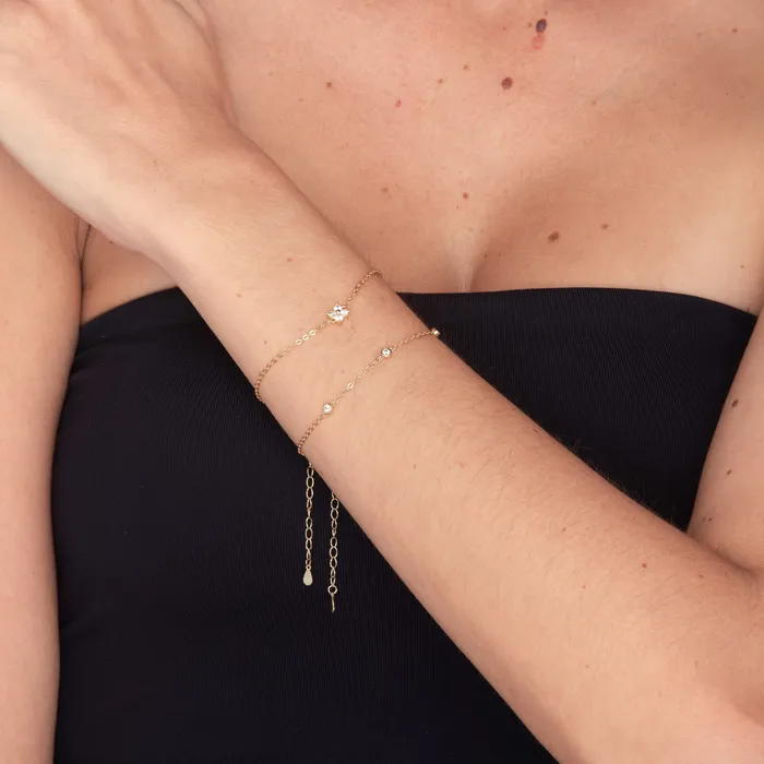 Clover Zirconia Chain Bracelet Camile Stone Bracelets Clover Zirconia Chain Bracelet Camile Stone Bracelets