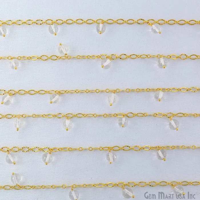 Crystal Smooth Beads Round Beads 56mm Gold Wire Wrapped Dangle Rosary Chain GemMartUSA Necklaces Crystal Smooth Beads Round Beads 56mm Gold Wire Wrapped Dangle Rosary Chain GemMartUSA Necklaces