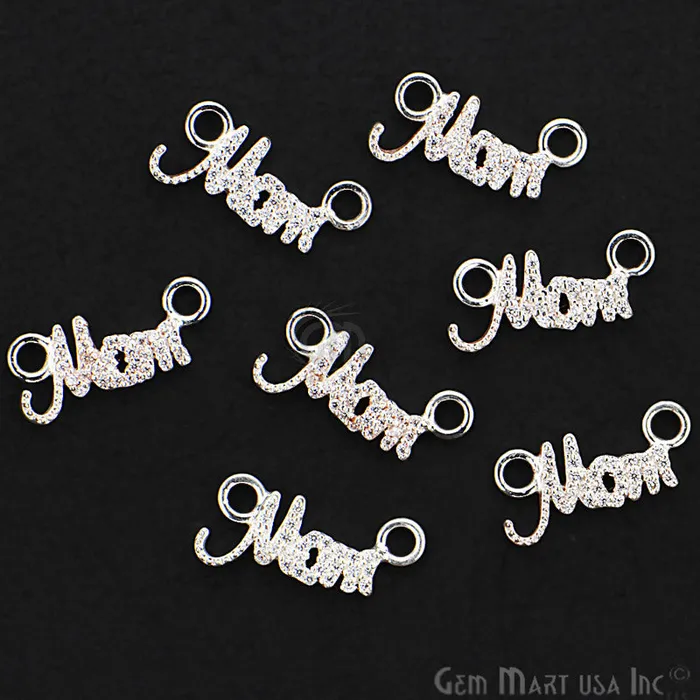 Cubic Zircon Pave MOM Letter Sterling Silver Charm For Bracelet Pendants GemmartUSA Bracelets Cubic Zircon Pave MOM Letter Sterling Silver Charm For Bracelet Pendants GemmartUSA Bracelets