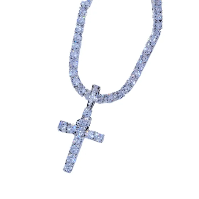 Customized Jewel Necklaces Cross Pendant Necklace With Diamond Accents