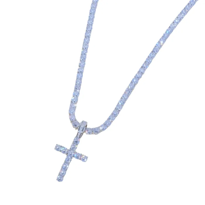 Customized Jewel Necklaces Cross Pendant Necklace With Diamond Accents