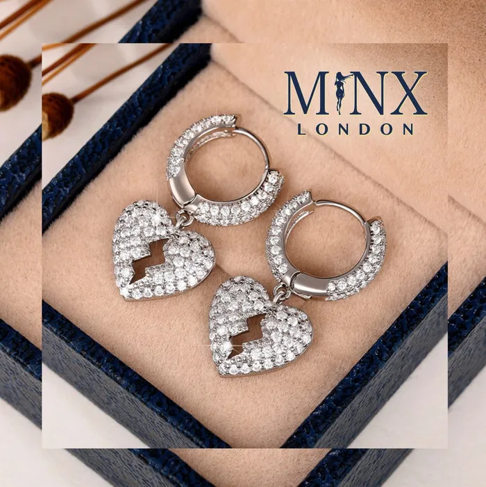 Diamond Heart Earrings Heart Earrings Womens Earrings Heart earrings with Diamonds Hoop Earrings Womens Broken Heart Earrings Minx London Earrings Diamond Heart Earrings Heart Earrings Womens Earrings Heart earrings with Diamonds Hoop Earrings Womens Broken Heart Earrings Minx London Earrings