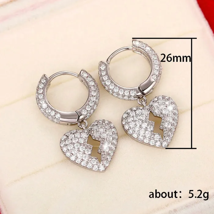 Diamond Heart Earrings Heart Earrings Womens Earrings Heart earrings with Diamonds Hoop Earrings Womens Broken Heart Earrings Minx London Earrings