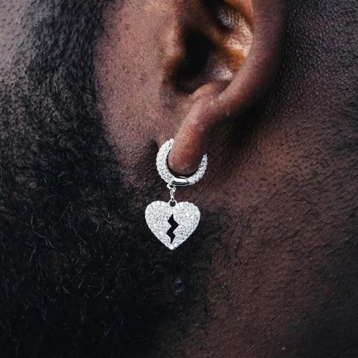 Diamond Heart Earrings Heart Earrings Womens Earrings Heart earrings with Diamonds Hoop Earrings Womens Broken Heart Earrings Minx London Earrings