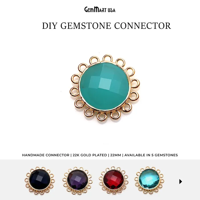 DIY Gemstone Gold Plated 22mm Round Chandelier Connector 1PC GemmartUSA PreStyled Sets DIY Gemstone Gold Plated 22mm Round Chandelier Connector 1PC GemmartUSA PreStyled Sets